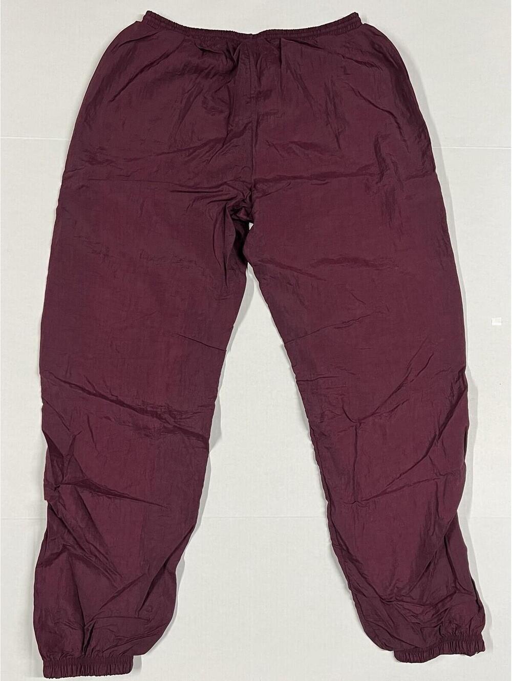 Vintage Reebok Track Windbreaker Pants Sz L Maroon Lined Warmup Running - Picture 9 of 10